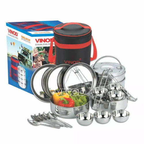 VINOD Stainless Steel - 11 Inch Stainless Steel Travelling Meal Set
